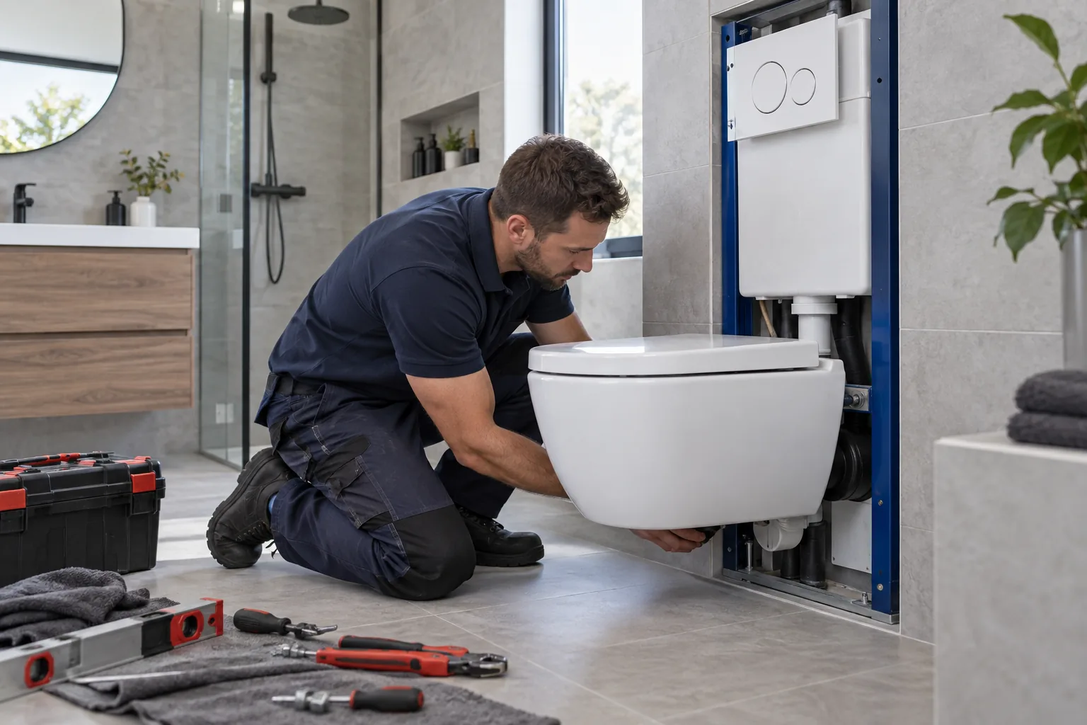 Loodgieter installeert modern sanitair